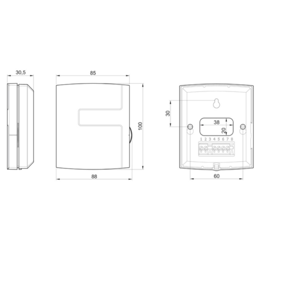 Systemair EC-Basic-T regulátor teploty - rozměry