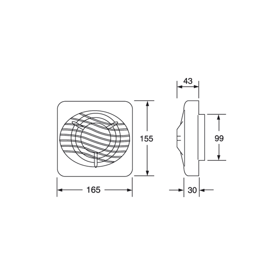 Ventilátor DX 100 PC - rozměry