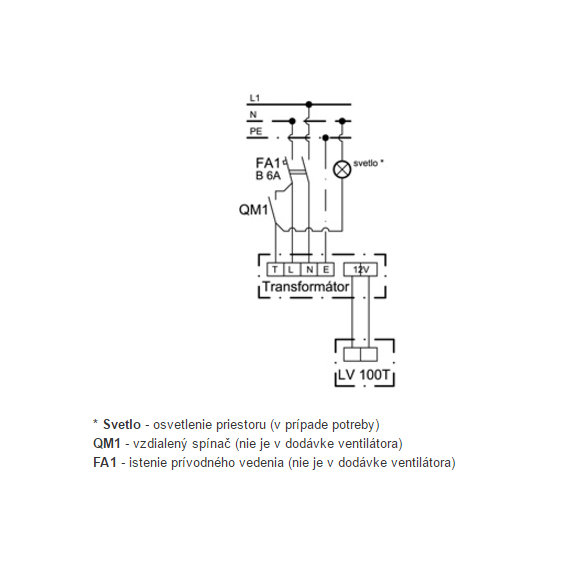 Ventilátor Xpelair LV 100 T - schéma zapojení