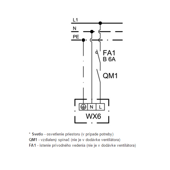 Ventilátor Xpelair WX 6 - schéma zapojení