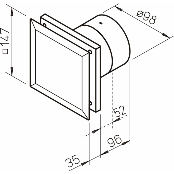Helios MiniVent M1/100 P dvojotáčkový ventilátor s pohybovým snímačem - rozměry