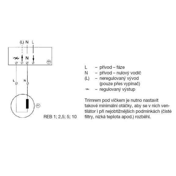 REB 1 N regulátor otáček - schéma zapojení