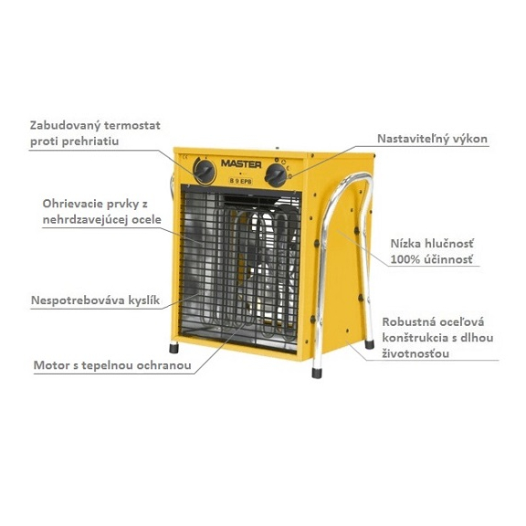 Master B 9 EPB profesionální elektrický ohřívač s ventilátorem popis