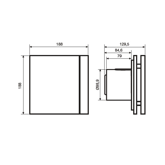 Ventilátor Silent 100 Design Silver CZ stříbrný - rozměry