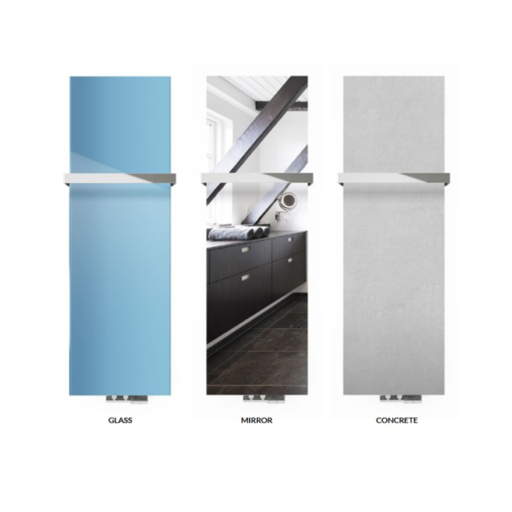 TERMA Case Slim designový vertikální radiátor - sklo/zrcadlo/beton