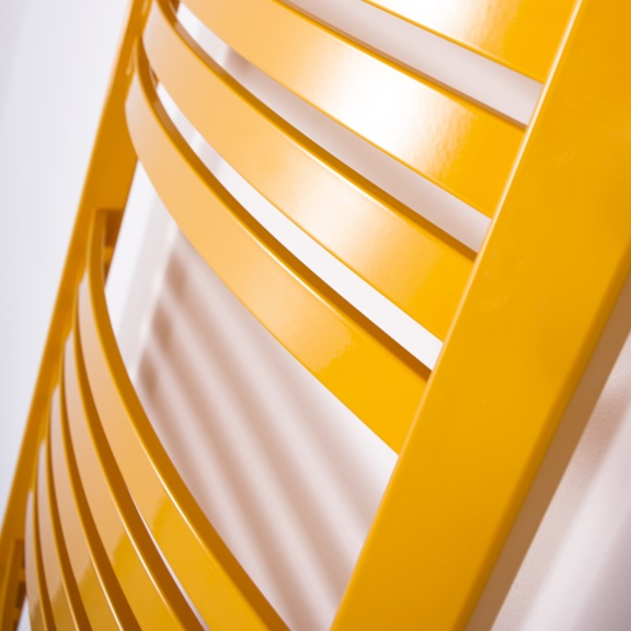 TERMA Dexter Pro ONE koupelnový radiátor RAL1003 detail - žebříková konstrukce