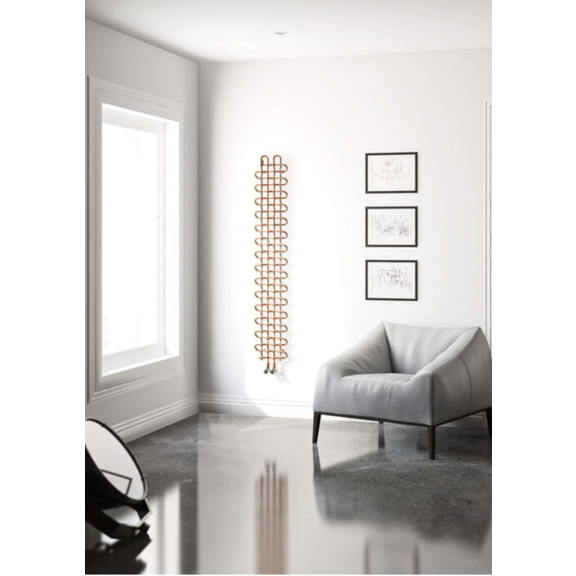 TERMA PLC V designový radiátor 1800x463 barva Soft Green Apple detail