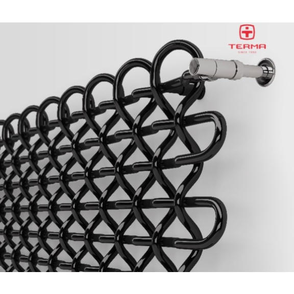 TERMA PLC H designový radiátor 463x1600 RAL 9005 detail celek