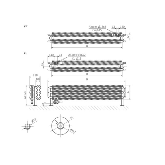 TERMA Ribbon HSD retro radiátor Schéma2