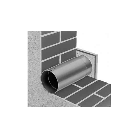 Helios Teleskopický prostup stěnou + exteriérová mřížka WES 100 - detail prostupu a mřížky