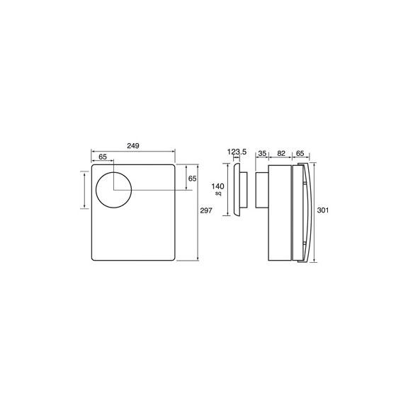 Ventilátor Xpelair CF 40 TD Premier - rozměry