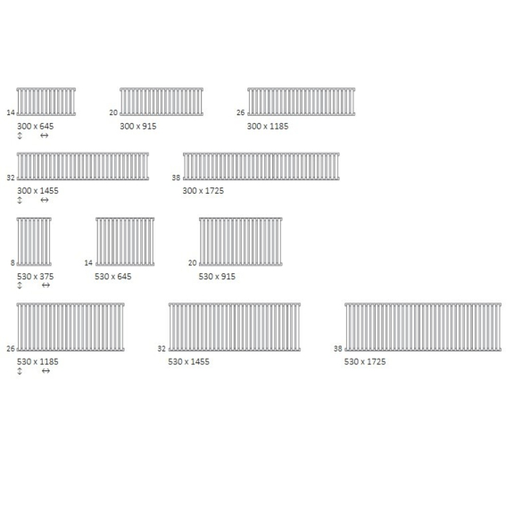 TERMA Nemo designový radiátor Dostupné velikosti