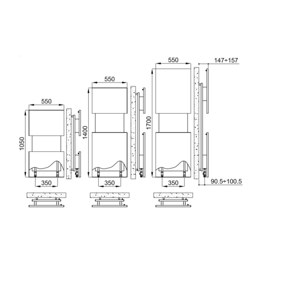 IRSAP M'ama koupelnový radiátor Schéma - 3 velikosti