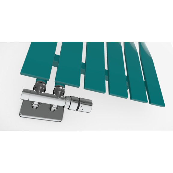 TERMA Cyklon V designový radiátor 1600x495 RAL 5021 detail