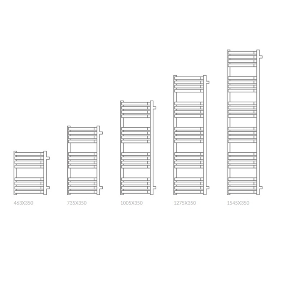 TERMA incorner rohový radiátor Dostupné rozměry