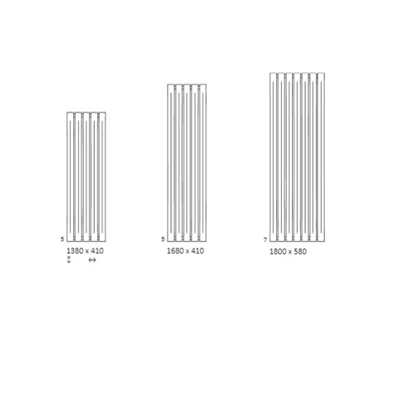 TERMA Pier designový radiátor Dostupné velikosti