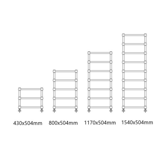 TERMA Retro designový radiátor Dostupné rozměry
