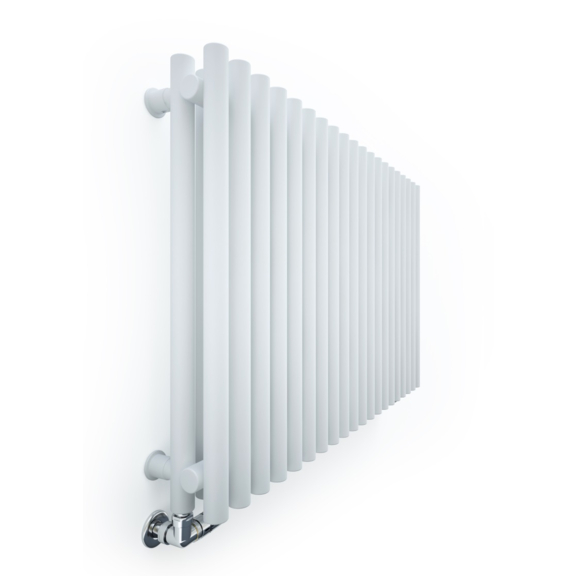 TERMA Tune VWD designový radiátor 600x990 barva Soft White pohled z boku