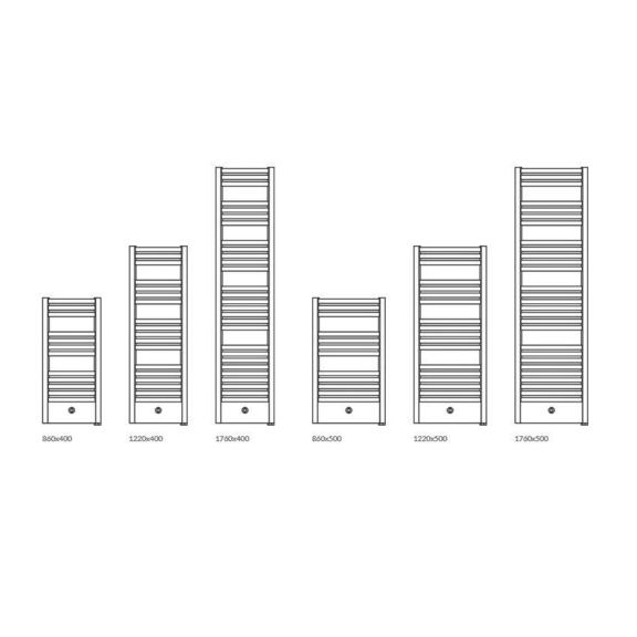 TERMA Dexter Pro ONE koupelnový radiátor Dostupné velikosti 1