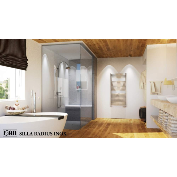 ISAN Silla Radius Inox elektrický nerezový radiátor interiér