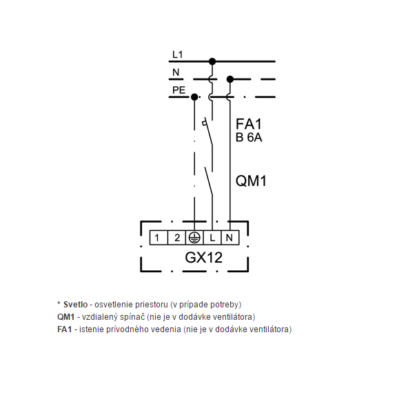 Ventilátor Xpelair GX 12 - schéma zapojení