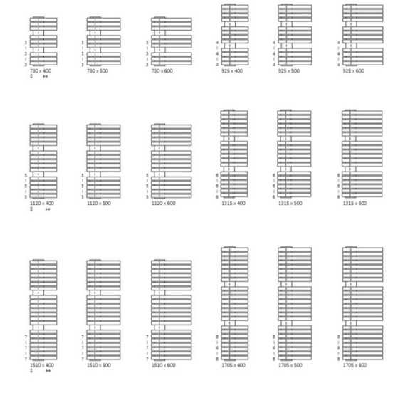 TERMA Iron S dostupné rozměry