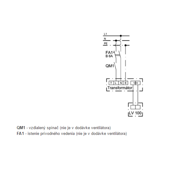 Ventilátor Xpelair LV 100 - schéma zapojení