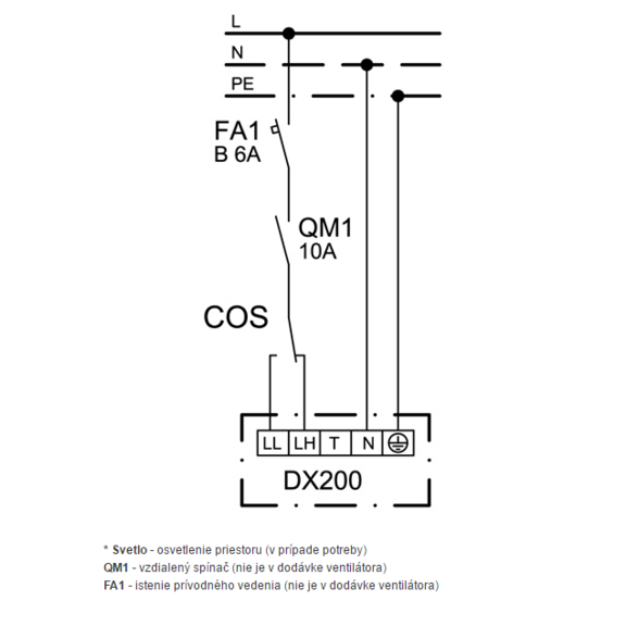 Ventilátor Xpelair DX 200 Premier - schéma zapojení