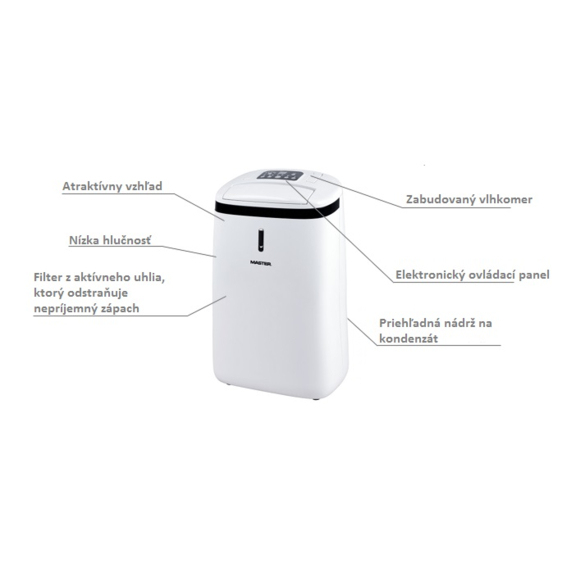 Master DH 720 domácí odvlhčovač vzduchu s UV lampou popis