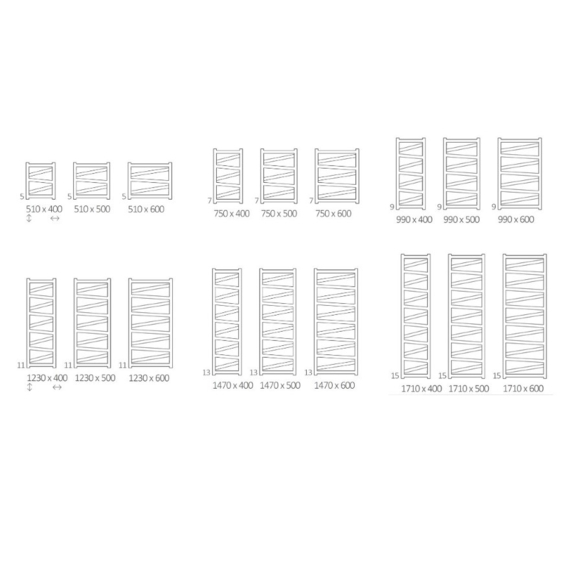 TERMA Vipera designový radiátor - Dostupné velikosti