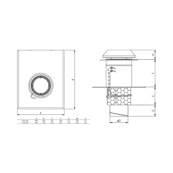 Systemair THS 160 - rozměry 2