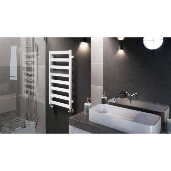 TERMA Vivo koupelnový radiátor 915x500 RAL9016 moderní koupelna