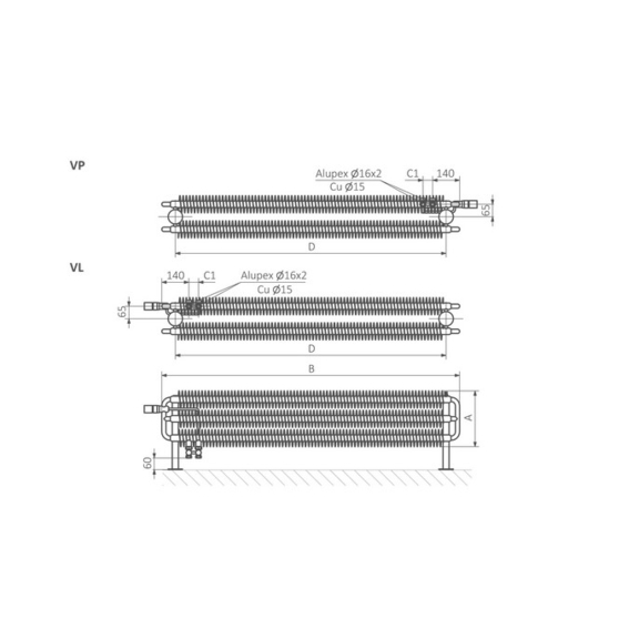 TERMA Ribbon HSD retro radiátor Schéma1