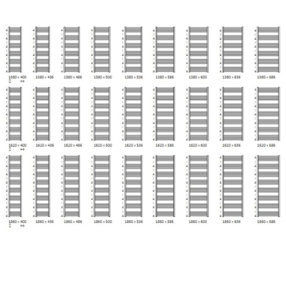TERMA Lena koupelnový radiátor Dostupné velikosti 2