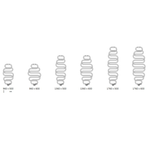 TERMA Perla designový radiátor - Dostupné velikosti