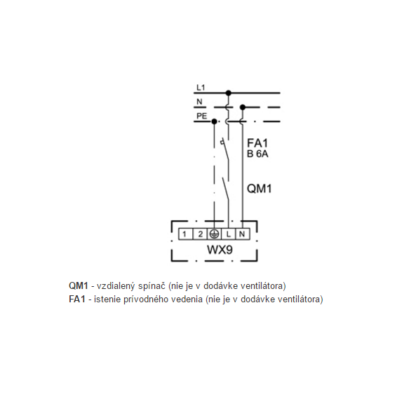 Ventilátor Xpelair WX 9 - schéma zapojení