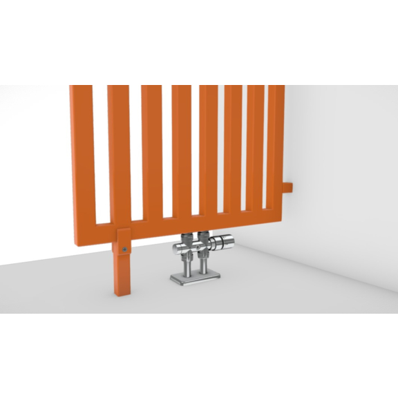 TERMA Angus DW designový radiátor RAL2003 detail rozdělovač místnosti