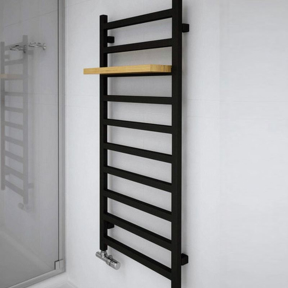 TERMA Simple designový radiátor 1200x500 Heban - polička