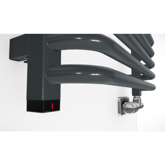 TERMA Alex ONE designový radiátor 1140x600 barva Modern Grey detail prvek ONE