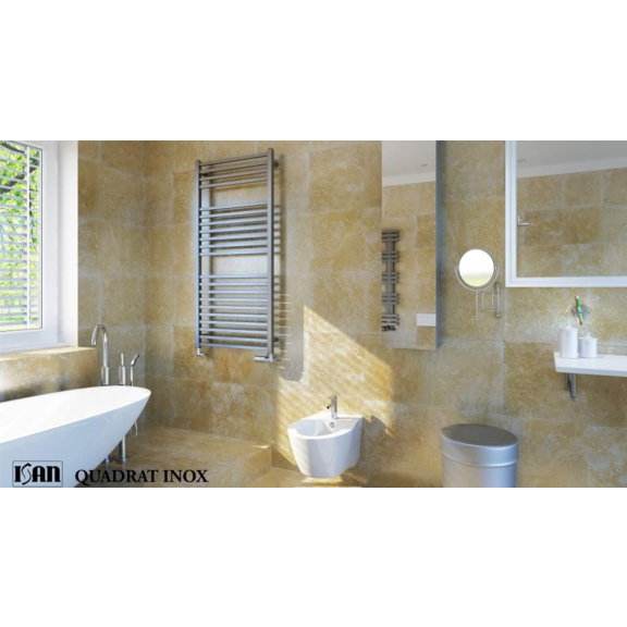 ISAN Quadrat Inox nerezový radiátor interiér