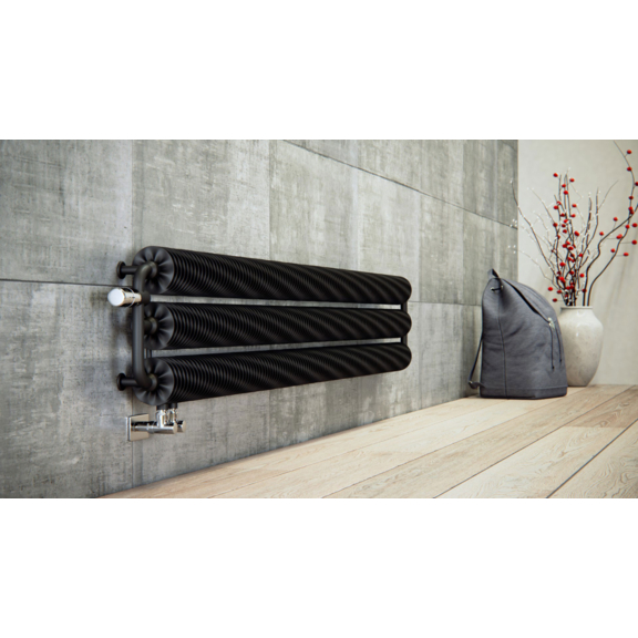 TERMA Ribbon HWS retro radiátor RAL9005 v interiéru - na stěnu