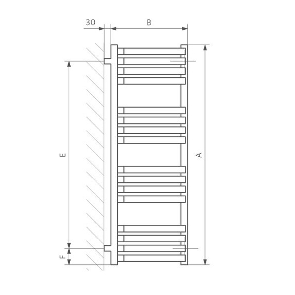 TERMA incorner rohový radiátor - Technický nákres - schéma