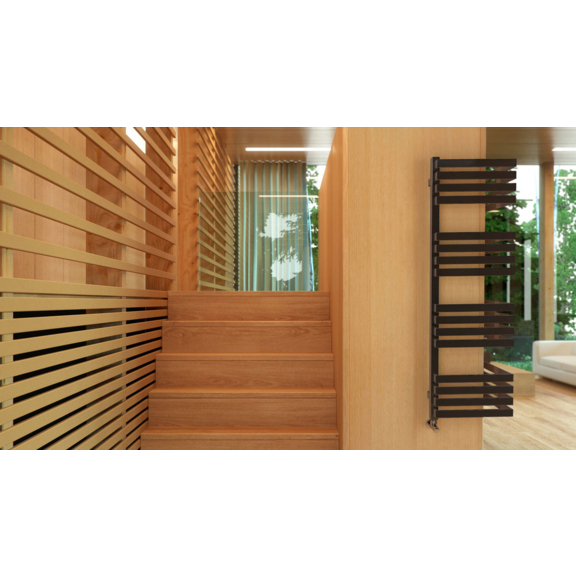 TERMA Outcorner rohový radiátor 1005x300 v interiéru - African Bronze