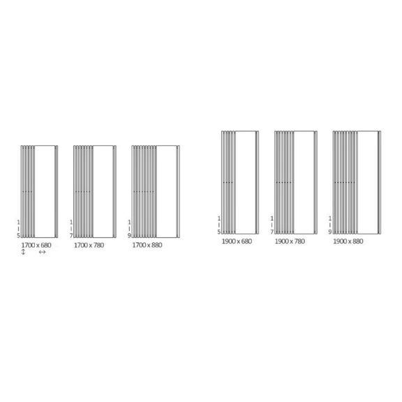 TERMA Triga M designový radiátor se zrcadlem Dostupné velikosti