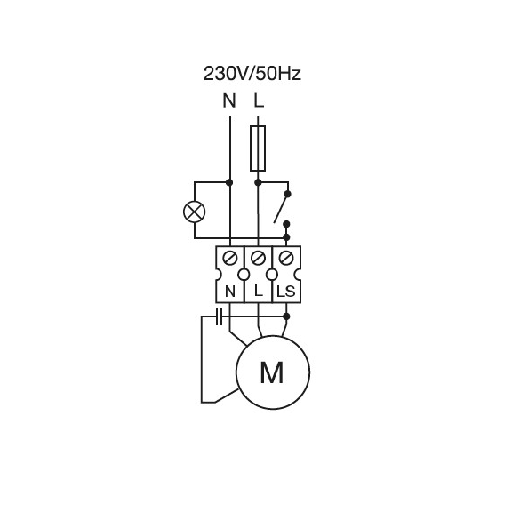 Ventilátor EBB 100 N T - schéma zapojení