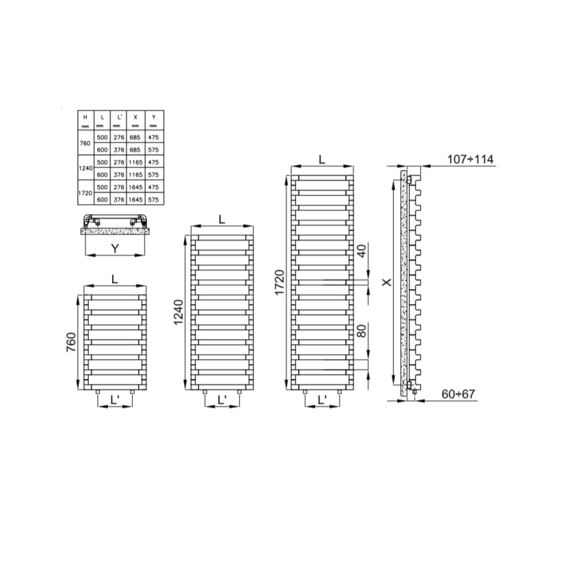IRSAP Step B koupelnový radiátor 6 velikostí na výběr