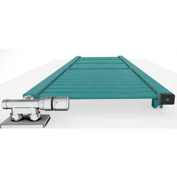 TERMA Mantis ONE designový radiátor RAL5018 detail ovládání