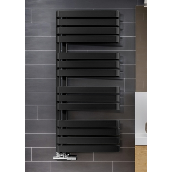 TERMA Warp S designový radiátor 1110x500 RAL 7042 detail - zaoblené ploché profily