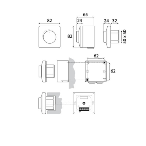 Systemair MTP 20, on / off ovladač pro ventilátory - rozměry