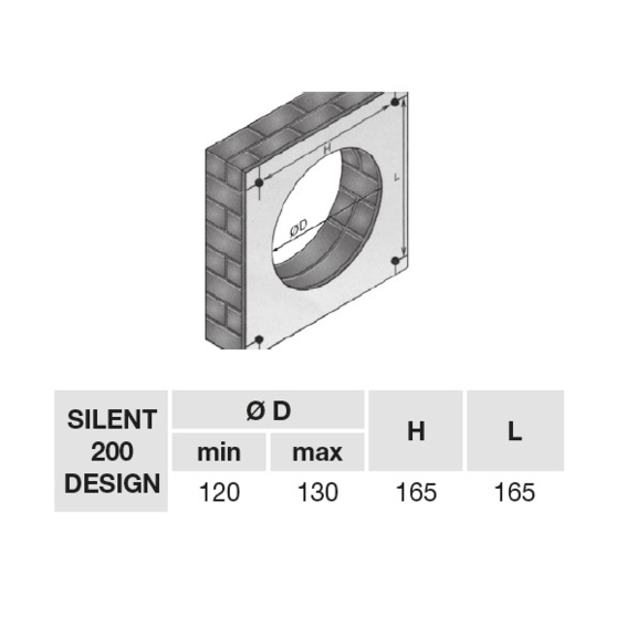 Ventilátor Silent 200 Design CZ - montážní otvor